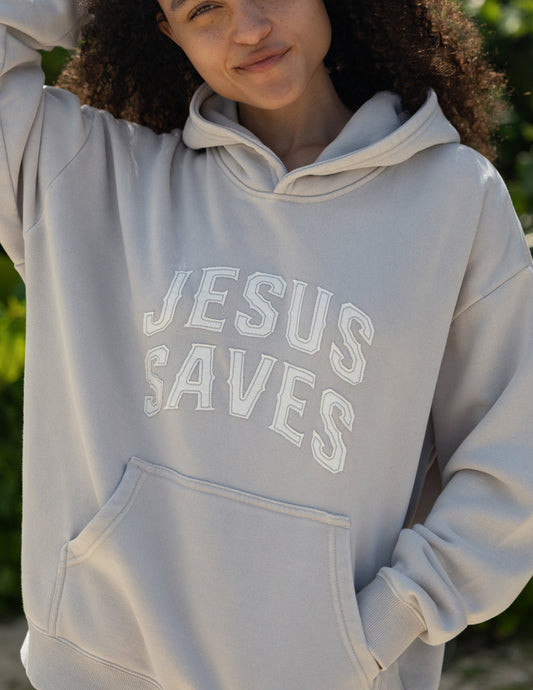 Jesus Saves Fog Grey Unisex Hoodie