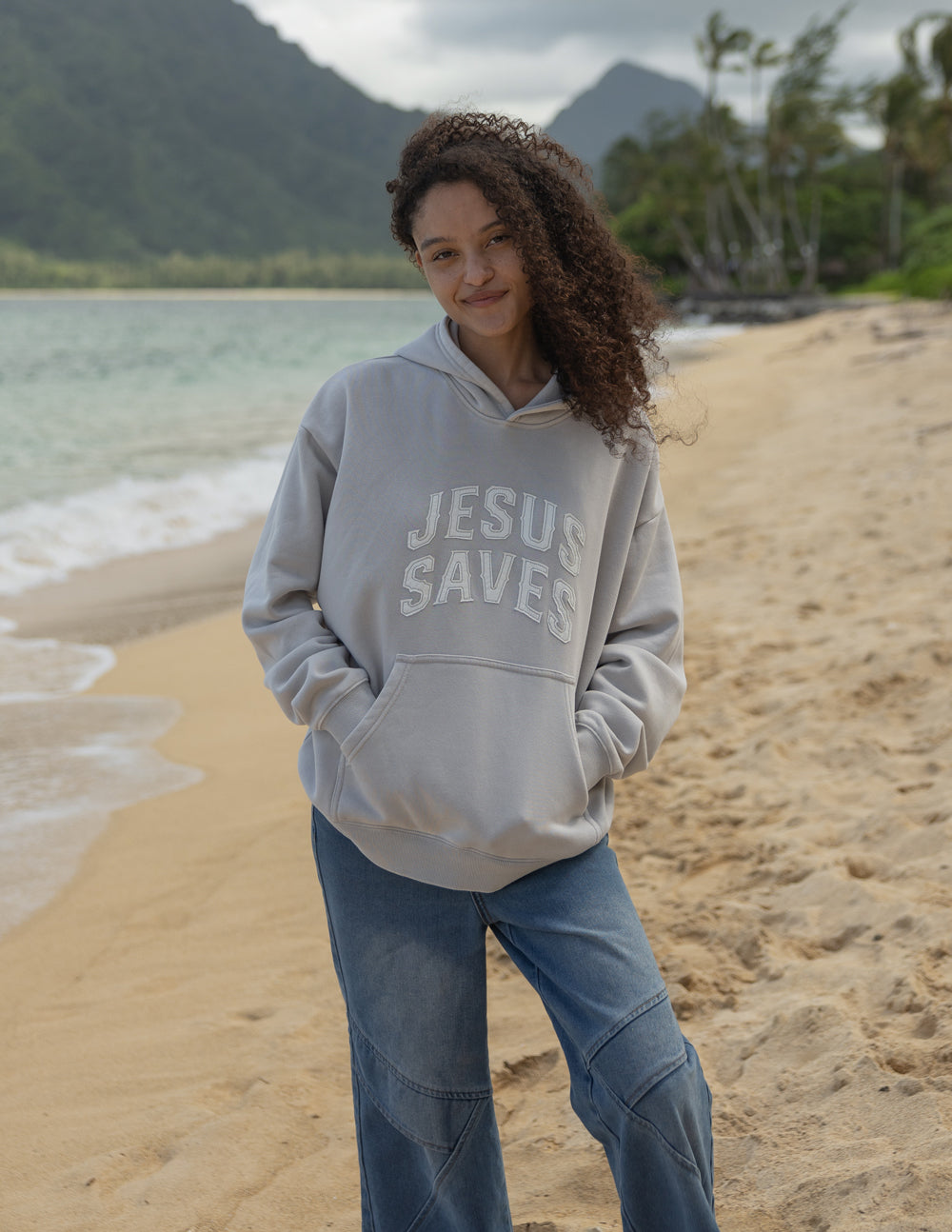 Jesus Saves Fog Grey Unisex Hoodie