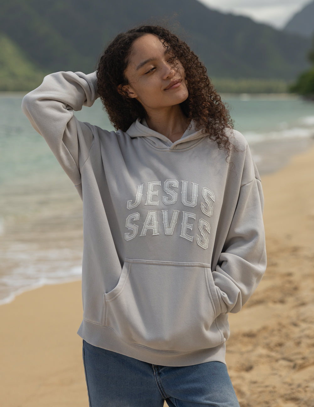 Jesus Saves Fog Grey Unisex Hoodie