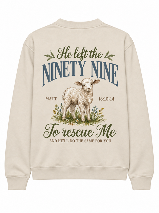 He Left the Ninety-Nine Matthew 18 Christian Crewneck Sweatshirt